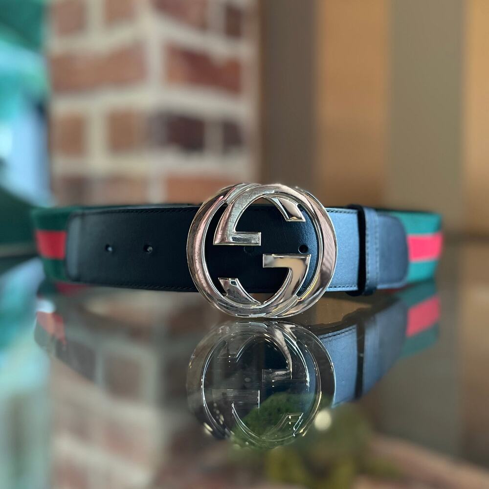 GUCCI Web Stripe Canvas Belt SZ 85/34